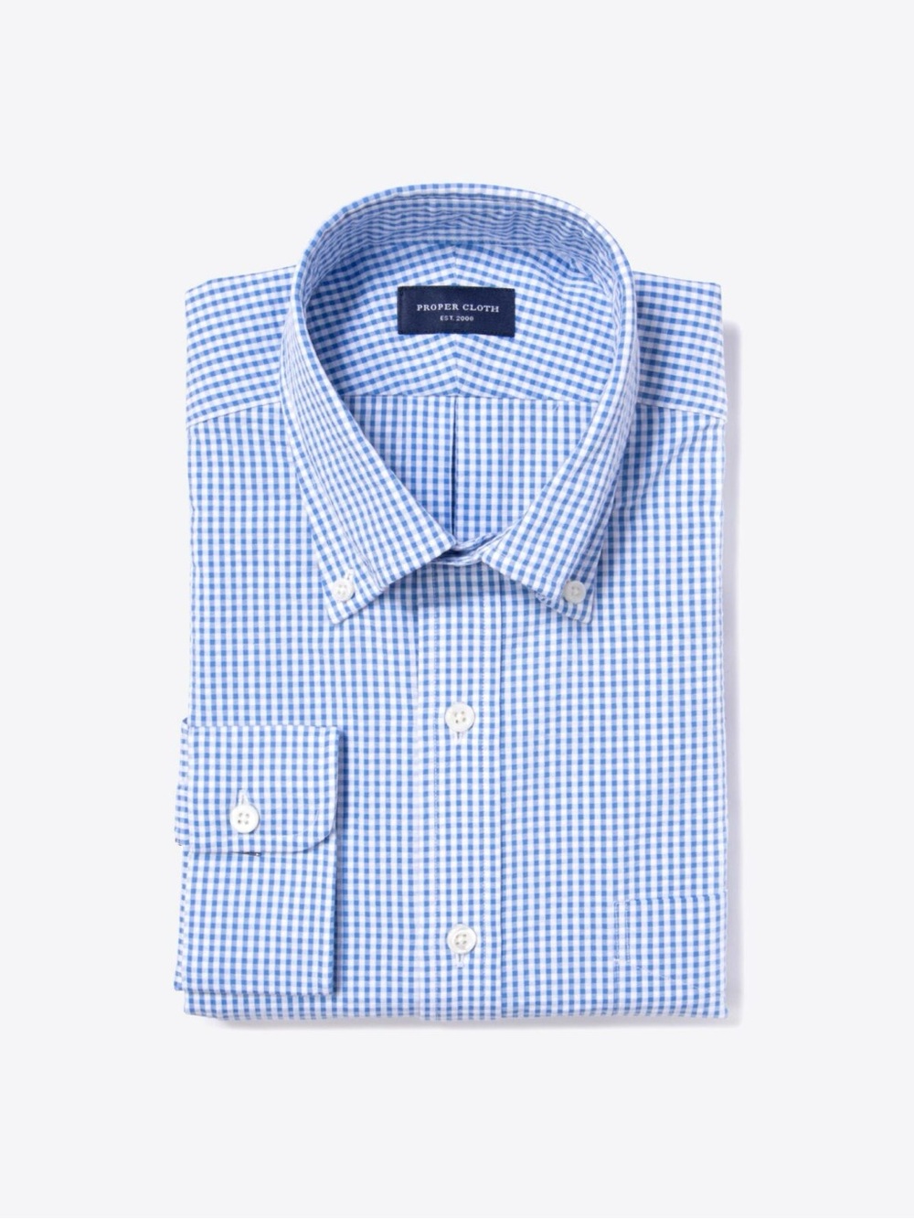 Proper Cloth mens M Medium blue gingham seersucker oxford button up shirt EUC